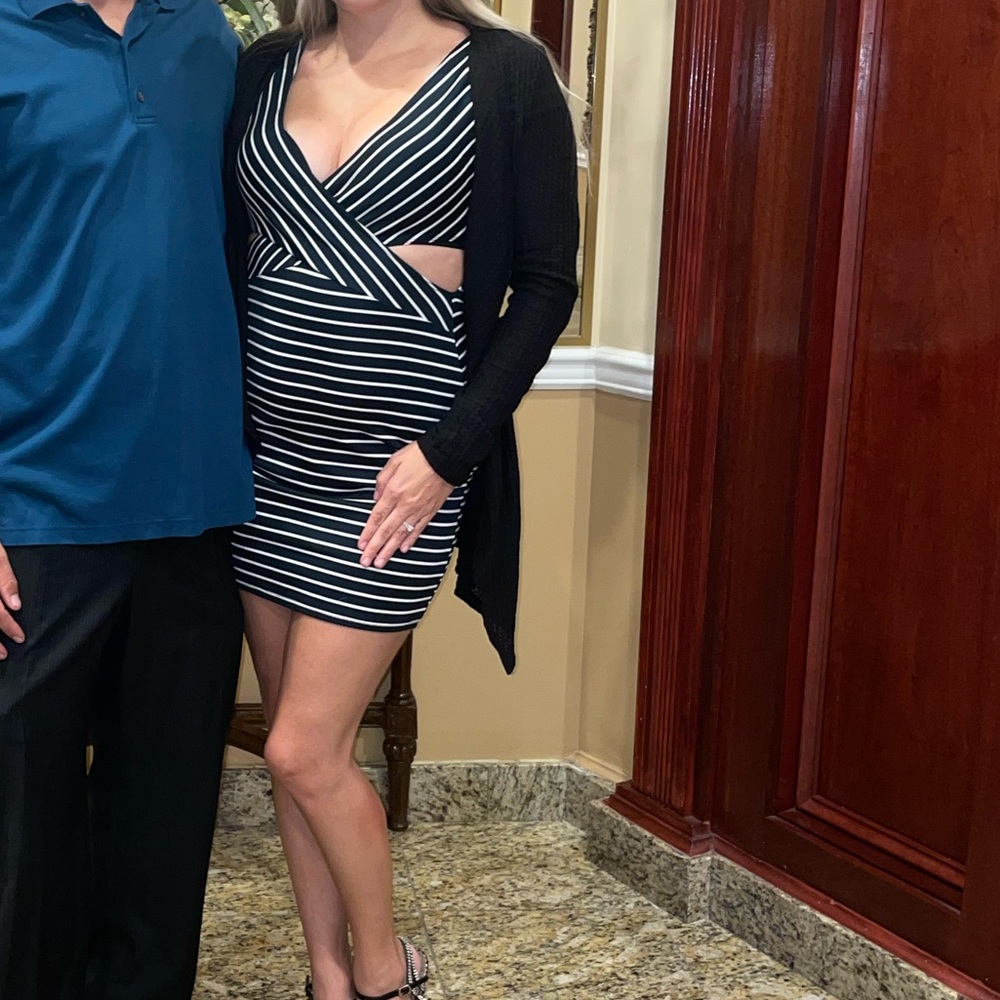 Striped dark blue and white dress